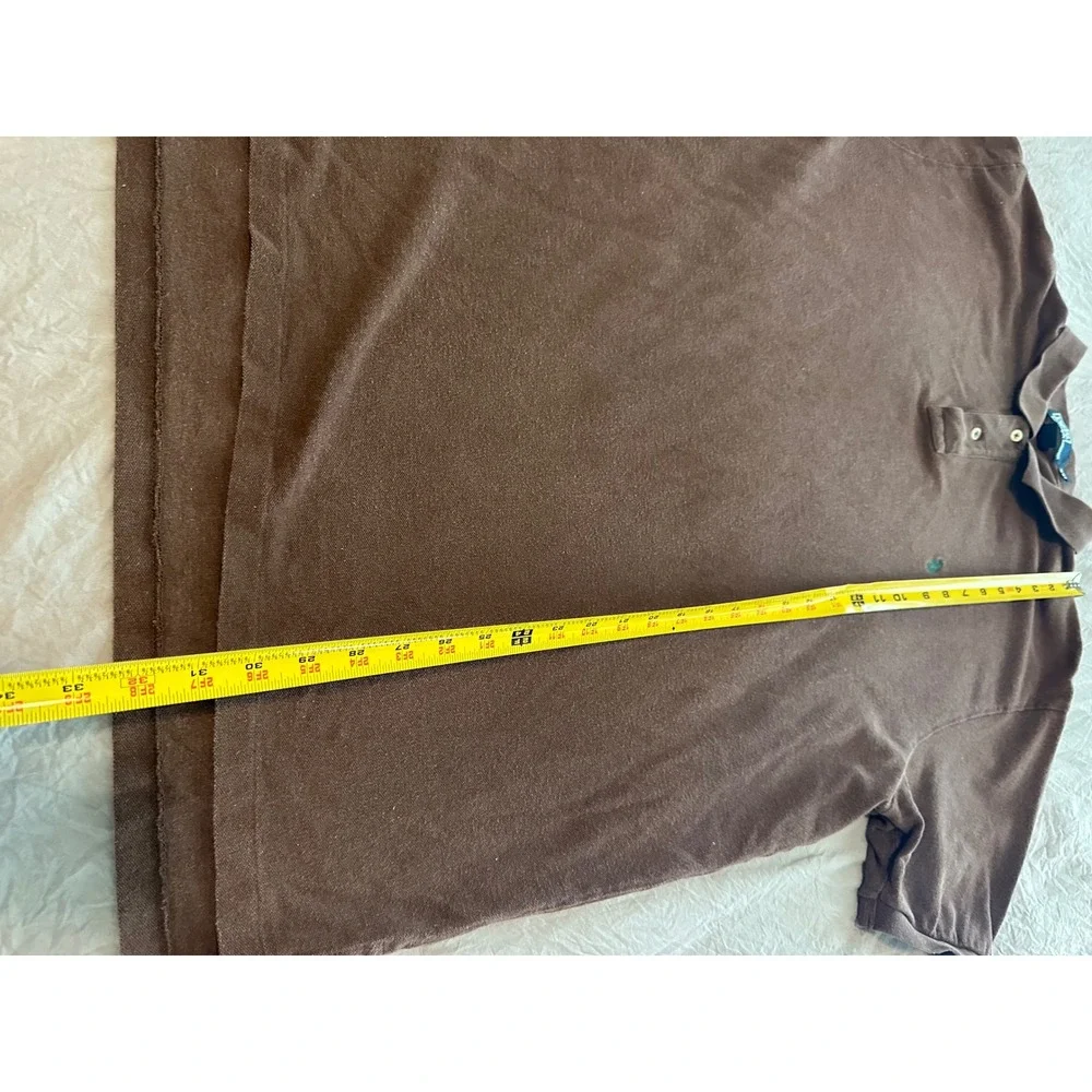 Polo Ralph Lauren Mens XXL Brown Short Sleeve Pique Polo Shirt Green Pony Logo